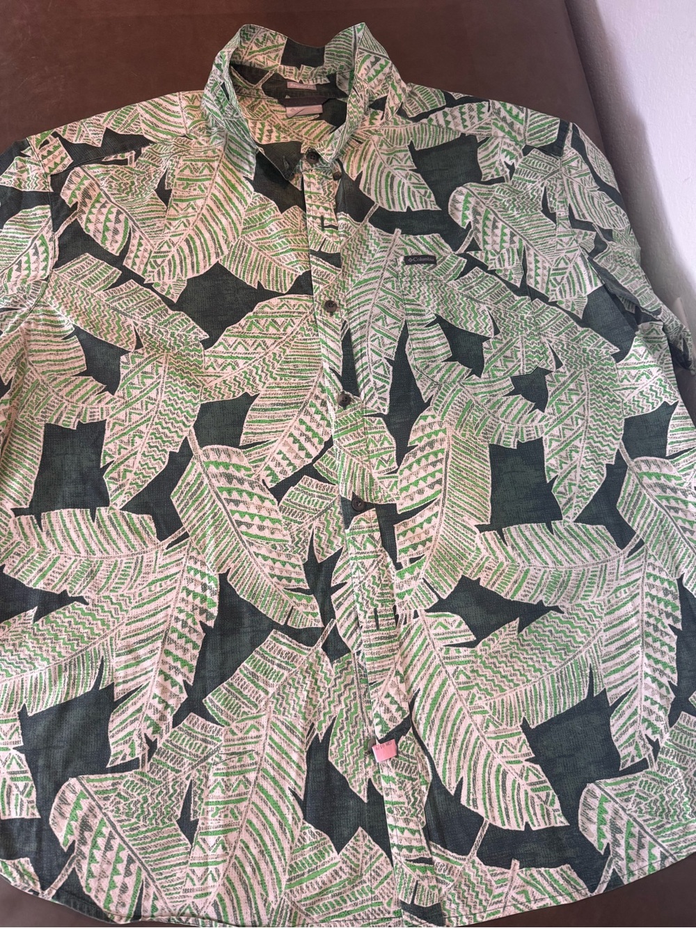 Columbia Men's Green Leaf Print Button-Up Shirt XXL